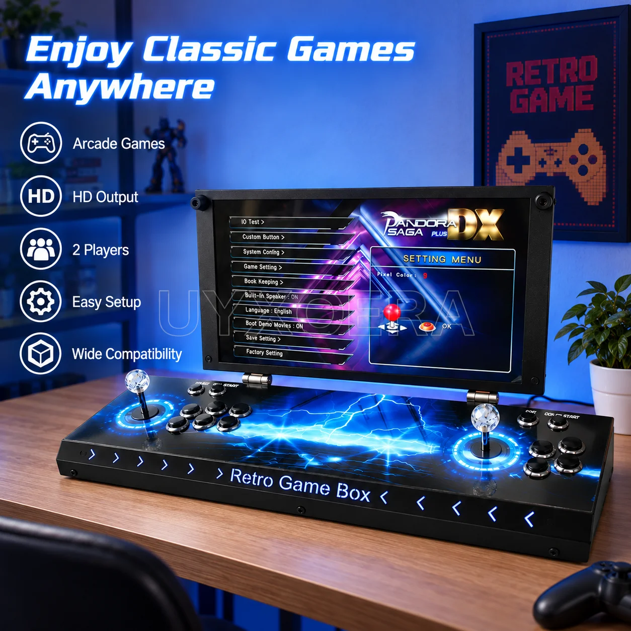 Sistema de jogos de arcade ret - Gaming Console Display Case avaliação e preço